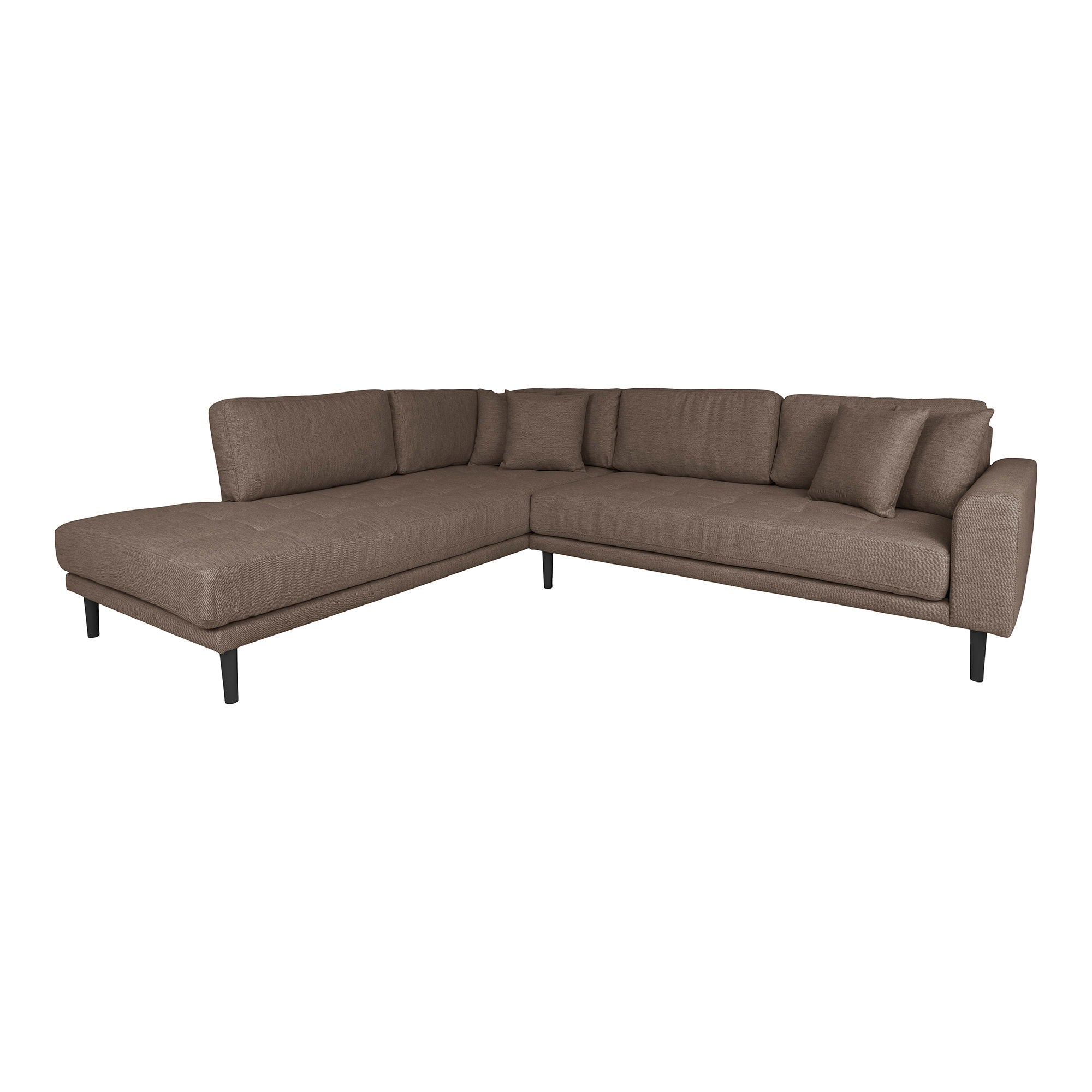 Lido – Ecksofa mit offenem Ende, linksbündig, schwarze Holzbeine, 92–220 × 257 × 76 cm